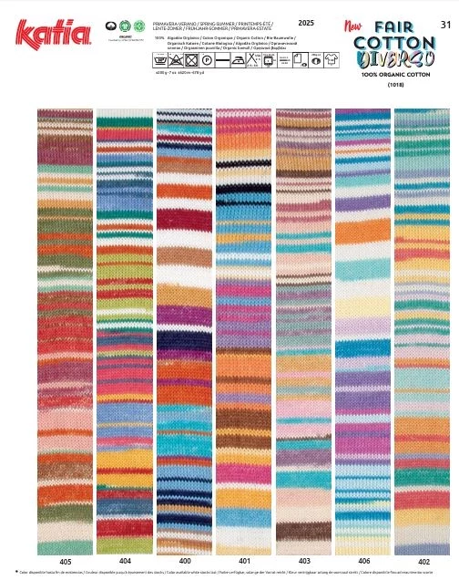 Fair Cotton Diverso Farbe 406 wasserblau-rosé-zitronengelb