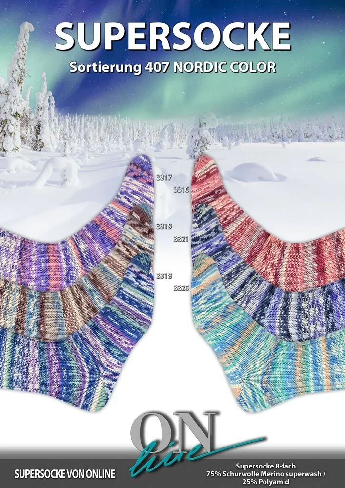 Supersocke 407, Merino, 8f. Farbe 3317 lila-rosé-natur