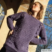 Basic Merino Popcorn Farbe 100 violett-weiß
