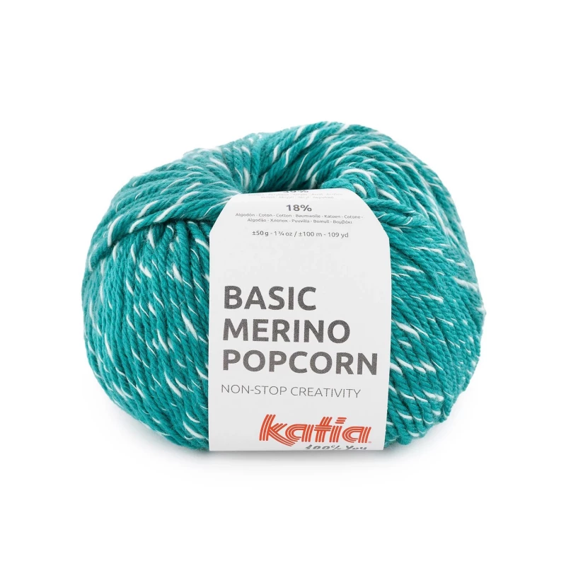 Basic Merino Popcorn Farbe 111 opalgrün-weiß