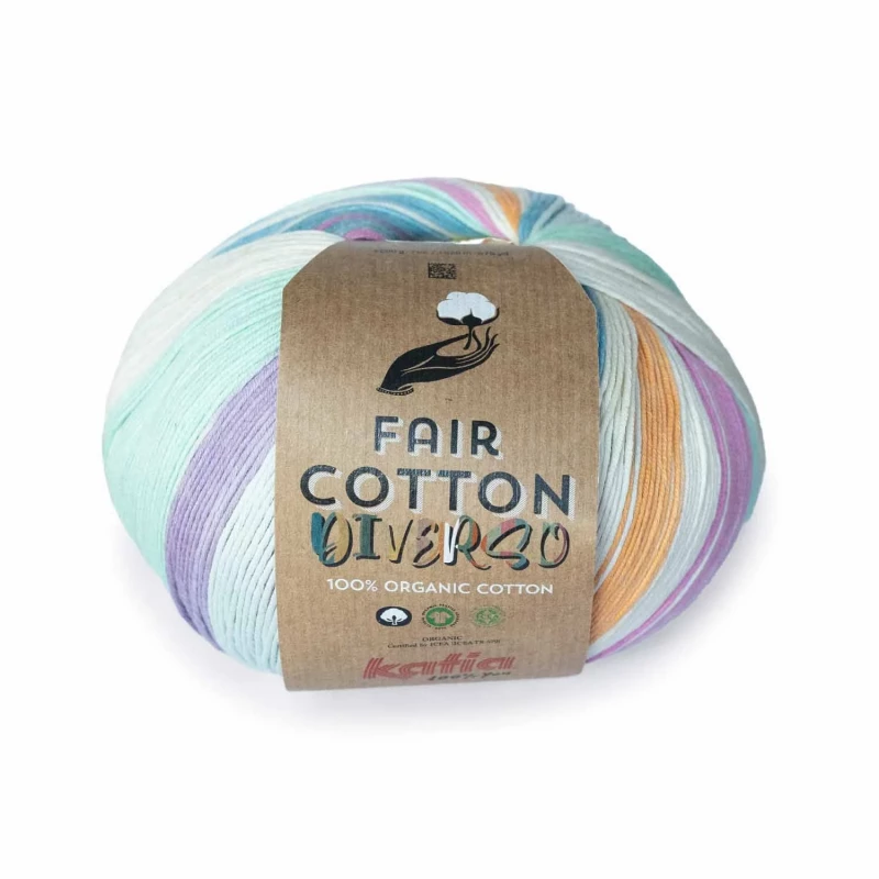 Fair Cotton Diverso Farbe 406 wasserblau-rosé-zitronengelb