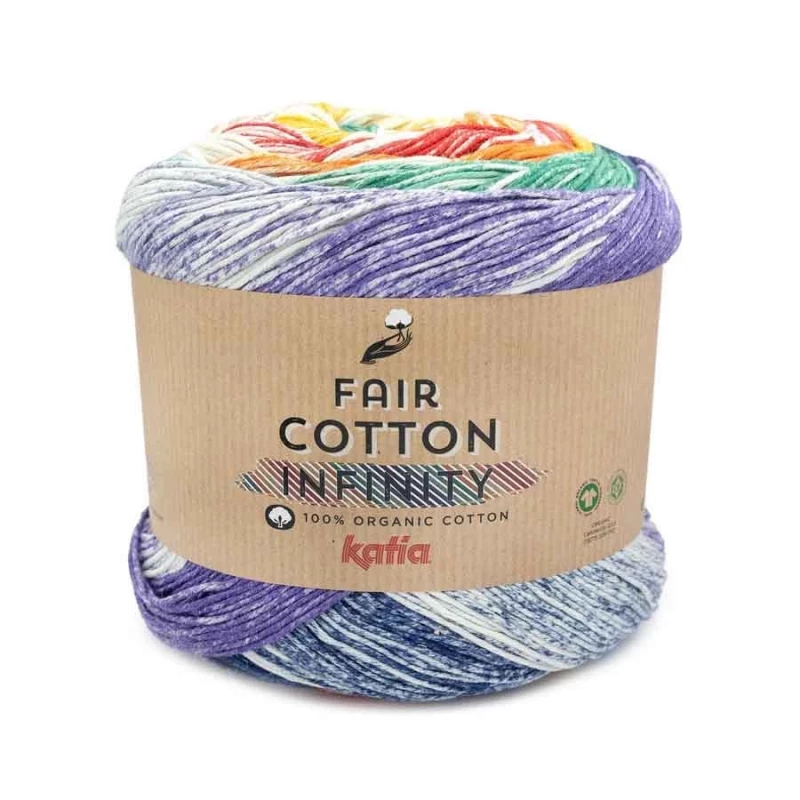 Fair Cotton Infinity Farbe 100 orange-dunkelblau-grün-rot