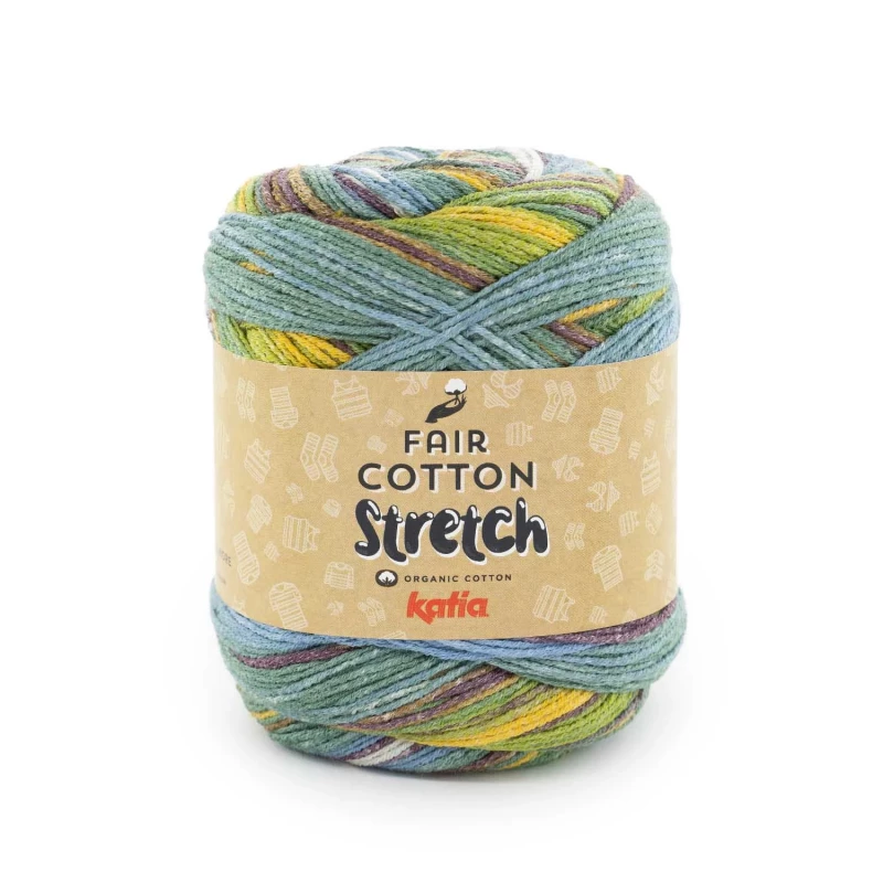 Fair Cotton Stretch Farbe 100 blau-grün-gelbge-dunkelblau-grün-rot