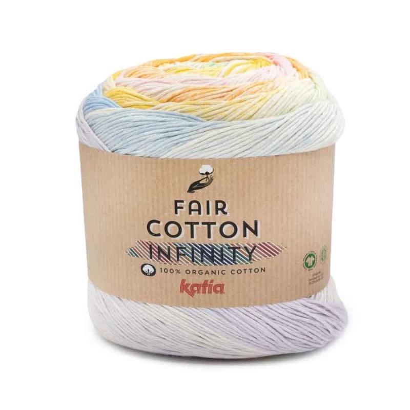 Fair Cotton Infinity Farbe 101 helllila-pastellblau-hellgrün-pastellgelb-orange