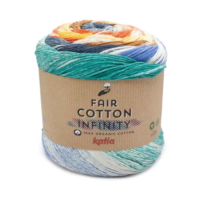 Fair Cotton Infinity Farbe 104 grünblau-ultramarinblau-braun-gelbu