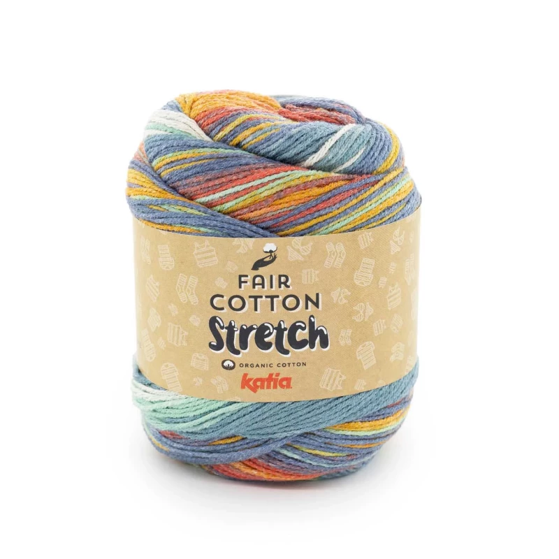 Fair Cotton Stretch Farbe 102 coralle-gelb-petrol