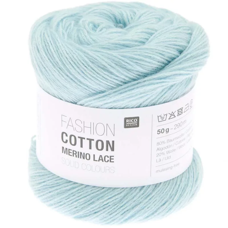 Fashion Cotton Merino Lace uni Farbe 005 hellblau