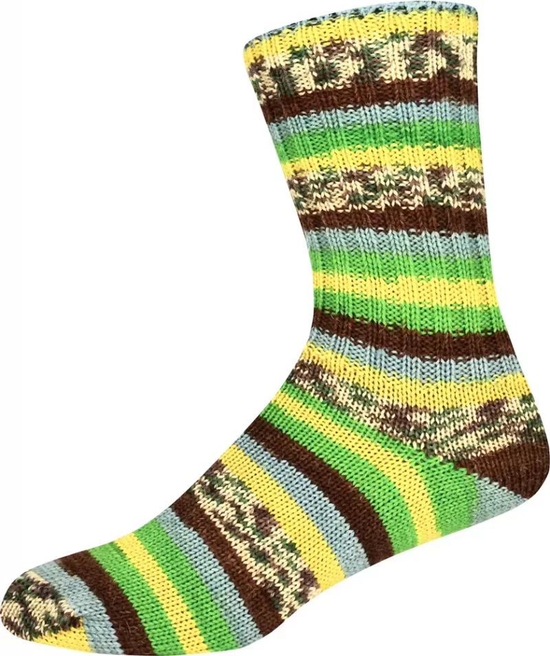 Supersocke 392 Alpaka Color Farbe 3217 grün-gelb-braun