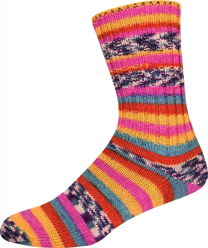 Supersocke 392 Alpaka Color Farbe 3218 orange-pink-rot