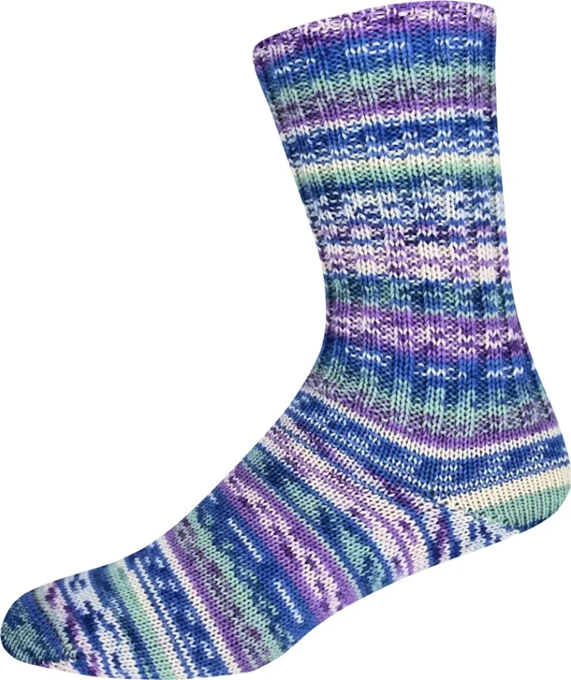 Supersocke 407, Merino, 8f. Farbe 3318 blau-lila-lind-natur