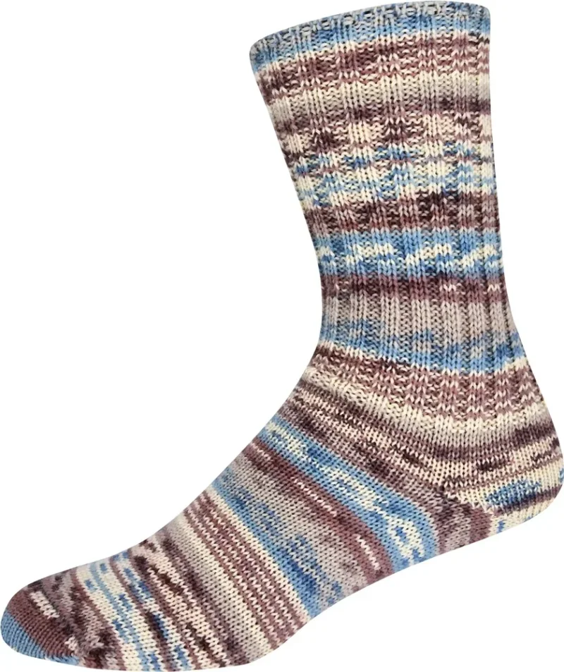 Supersocke 407, Merino, 8f. Farbe 3319 natur-braun-blau