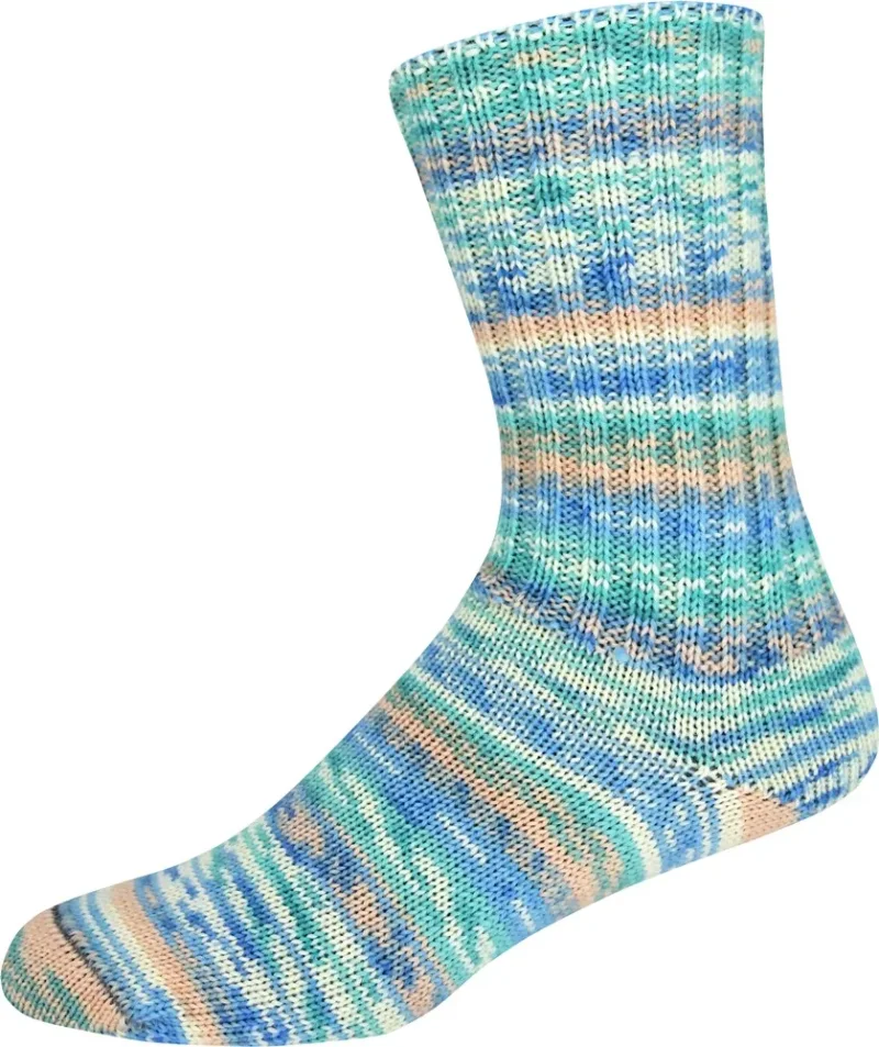 Supersocke 407, Merino, 8f. Farbe 3320 natur-türkis-blau