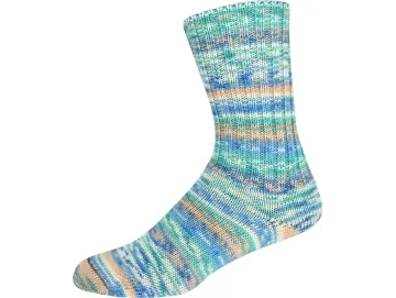 Supersocke 407, Merino, 8f. Farbe 3320 natur-türkis-blau
