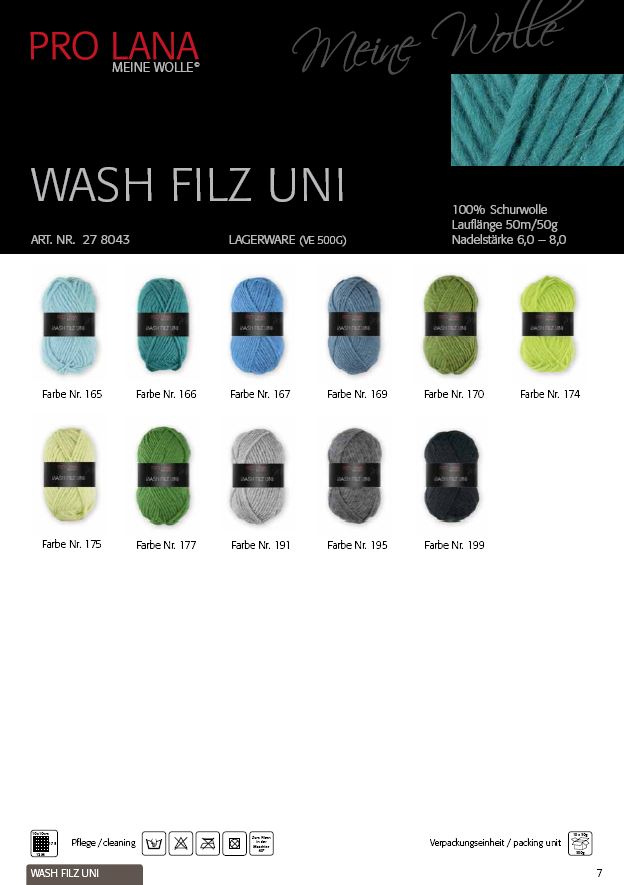 Wash Filz uni Farbe 199 schwarz